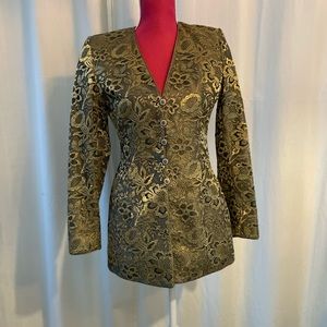 ESCADA MARGARETHA LEY METALLIC BLAZER. COMPLIMENTARY BOGOSLAW PANTS